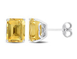 4.70 Carat (ctw) Citrine Emerald-Cut Solitaire Stud Earrings in Sterling Silver